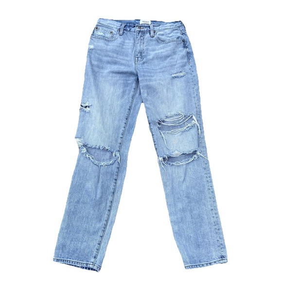 pistola Denim - Pistola Women's Distressed Straight Leg Blue Denim Jeans Size 27x30 Mid Rise